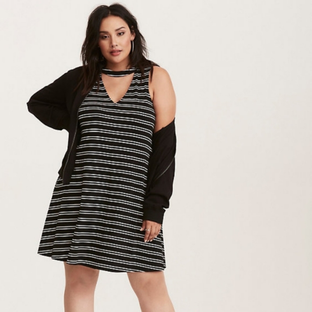 Torrid striped keyhole front dress
